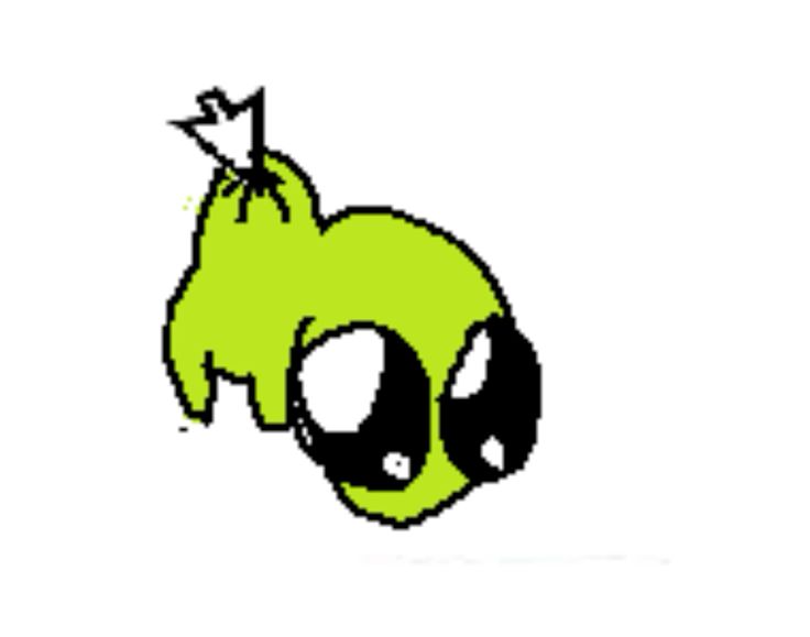 um alien desenhado sendo segurado pelo mouse